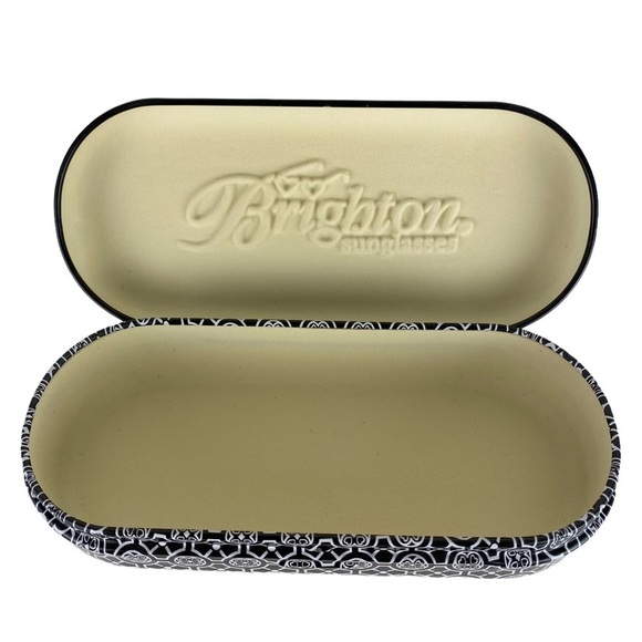 Brighton Sunglass Metal Hard Case Black White Floral Eyeglass - Picture 4 of 6